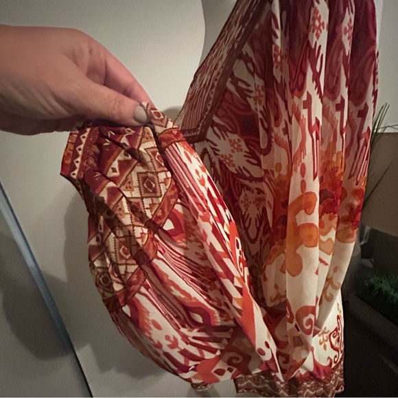 Flying Tomato Red and Orange Patterned Blouse NWT , Large - Picture 2 of 4